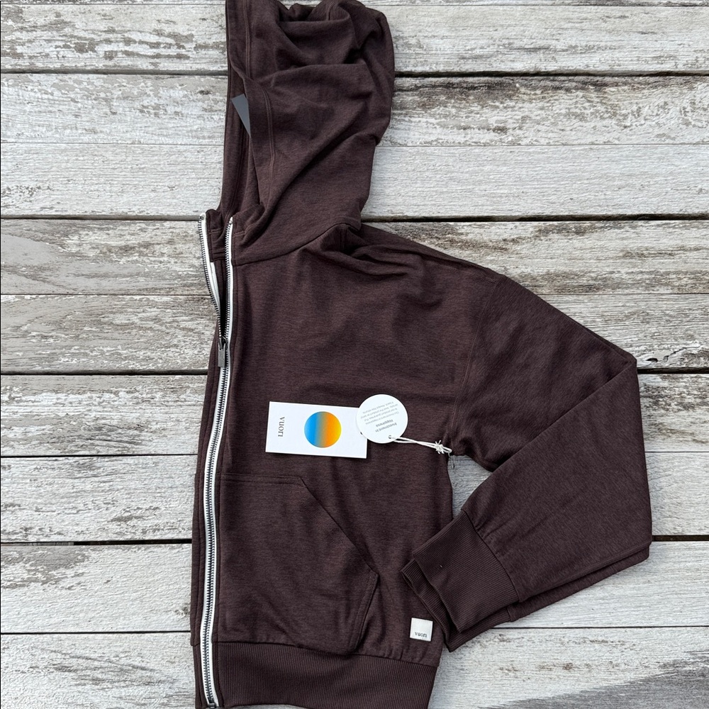 VUORI Halo Modern Full Zip Hoodie Java heather brown size XS NWT 🍁🍂